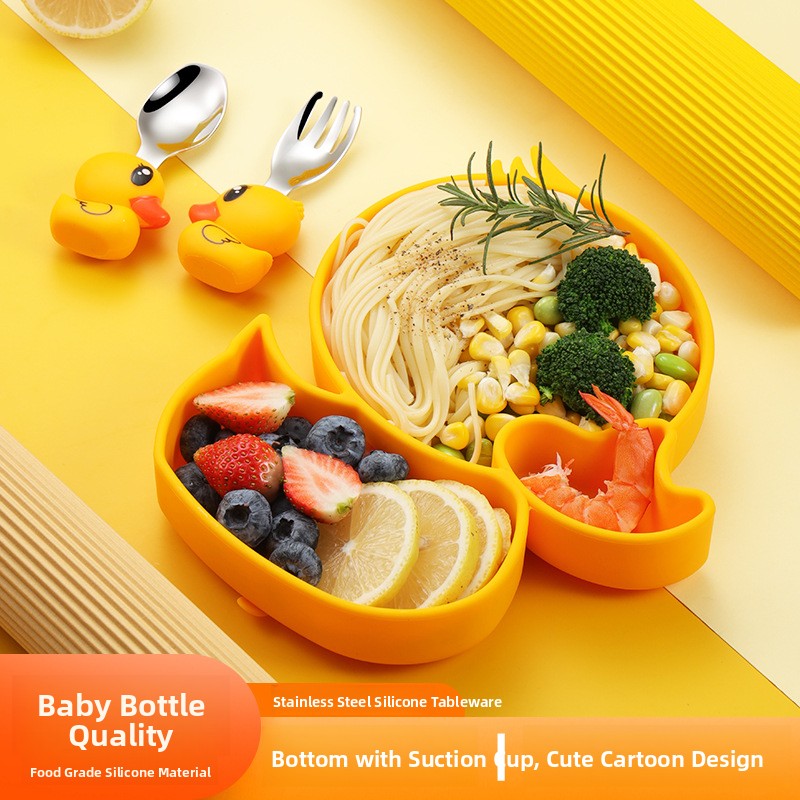 Baby Food Apron - طقم أدوات طعام للأطفال من السيليكون