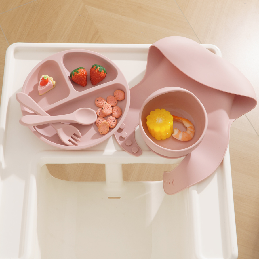 Baby Food Chart - 5 قطعة مجموعة تغذية الطفل سيليكون