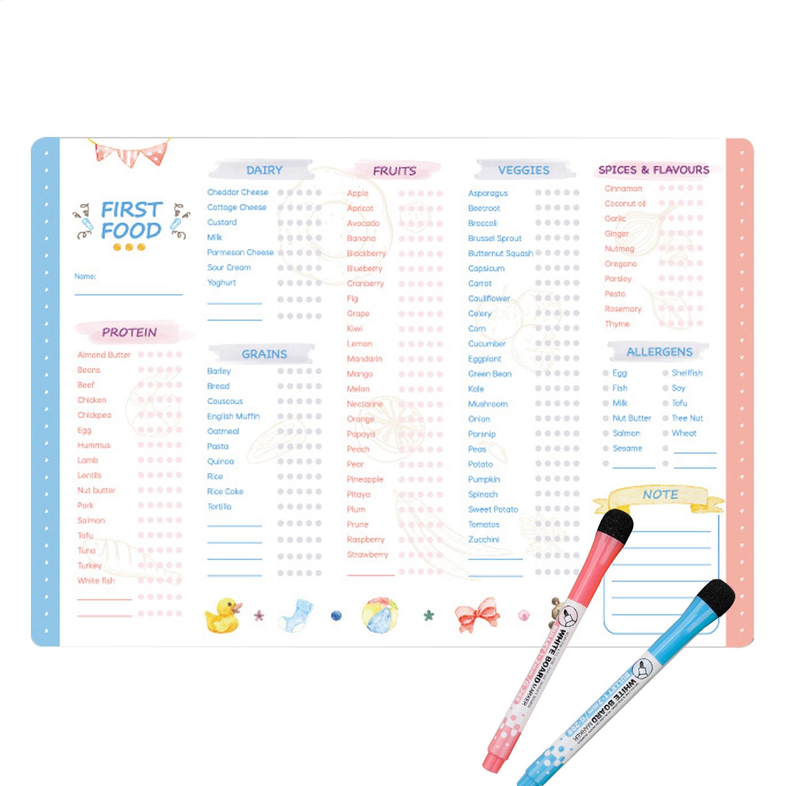 Baby Food Chart - مخطط الأطعمة الأولى للأطفال مغناطيسي، قائمة