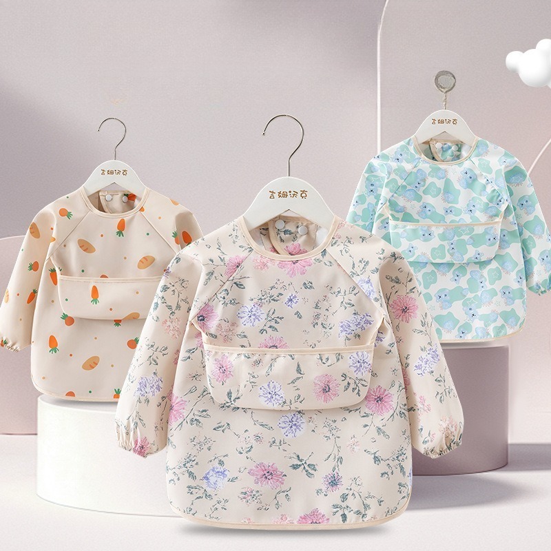 Baby Food Apron - مريلة أطفال للرضاعة مقاومة للماء بأكمام