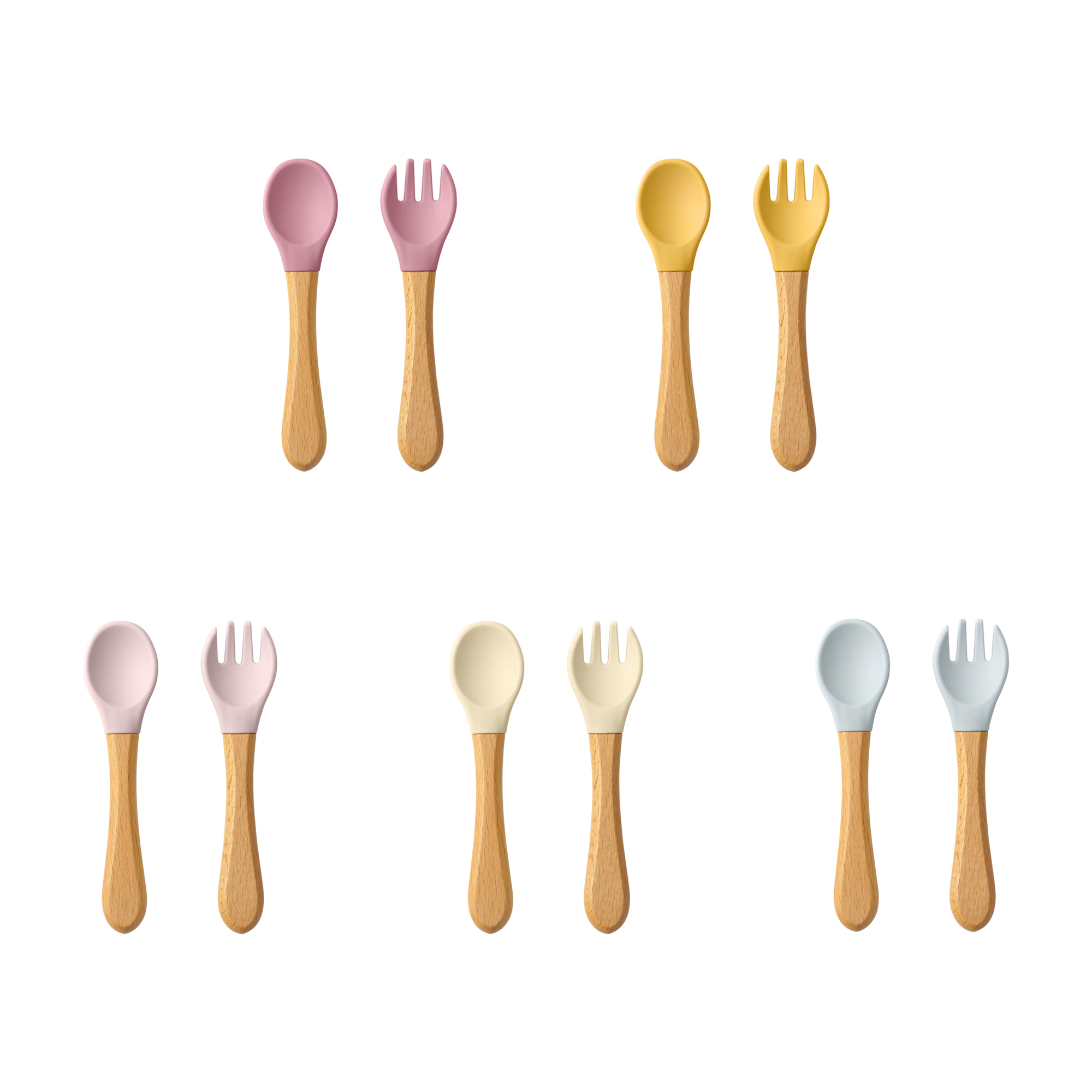 Baby Food Quantity - 2 قطعة ملاعق تعلم الطفل أواني