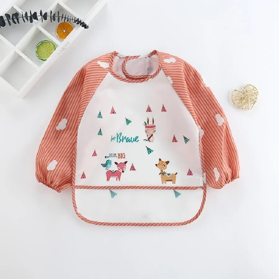 For1-3Year طفل وشاح طويل الأكم - مراجعة Baby Food Apron وسعره
