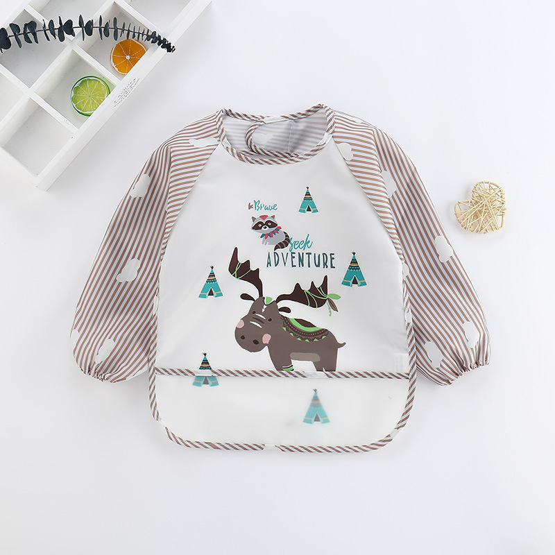 الطفل المرايل لطيف ملون الكرتو - مراجعة Baby Food Apron وسعره